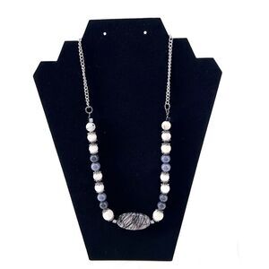 Web Jasper Quartz Semi Precious Polished Stone Statement Necklace Boho